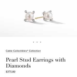 David Yurman cable classic pearl earrings